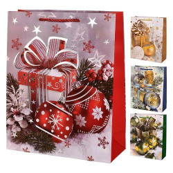 Пакет новорічний паперовий L &quot;Christmas toys&quot; 30*42*12см, ЦІНА ЗА УП. 12ШТ  арт: R98687-L