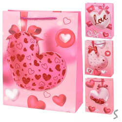 Пакет подарунковий паперовий S &quot;Love You 3D&quot; 18*23*10см ЦІНА ЗА УП. 12ШТ  арт: R99697-S