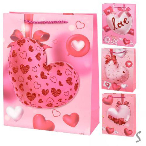 Пакет подарунковий паперовий S "Love You 3D" 18*23*10см ЦІНА ЗА УП. 12ШТ  арт: R99697-S
