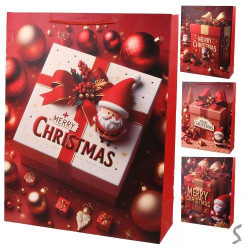 Пакет новогодний бумажный XL "Happy Christmas" 43*55*15см ЦЕНА ЗА УП. 12ШТ 