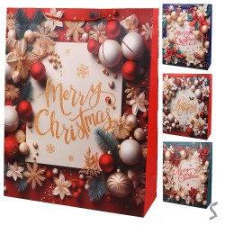 Пакет новогодний бумажный XL Merry Christmas 43*55*15см ЦЕНА ЗА УП. 12ШТ 
