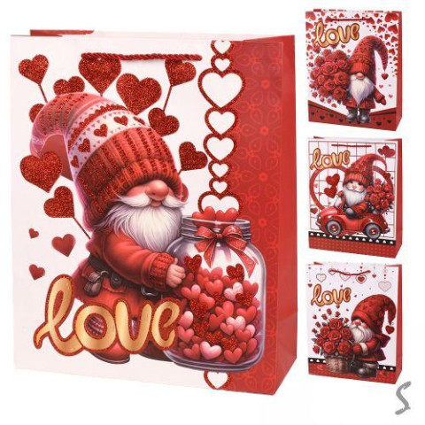 Пакет подарунковий паперовий M "Love You" 26*32*10см ЦІНА ЗА УП. 12ШТ  арт: R98086-M