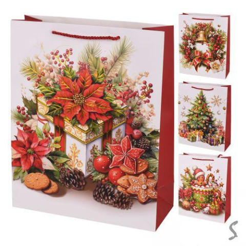 Пакет новорічний паперовий L "New Year" 31*40*12см ЦІНА ЗА УП. 12ШТ  арт: R34439-L