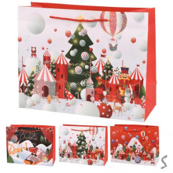 Пакет новогодний бумажный M Christmas Spirit 32*26*10см, ЦЕНА ЗА УП. 12ШТ