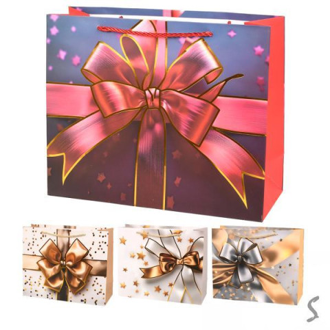 Пакет подарунковий паперовий S Bow 18*23*10см, ЦІНА ЗА УП. 12ШТ арт: R99730-S