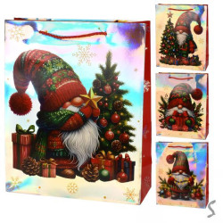 Пакет новогодний бумажный S Gnom 18*23*8см, ЦЕНА ЗА УП. 12ШТ
