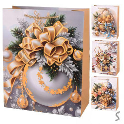 Пакет новогодний бумажный M Winter story 26*32*12см, ЦЕНА ЗА УП. 12ШТ