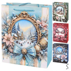 Пакет новогодний бумажный L New Year's holidays 31*41*12см, ЦЕНА ЗА УП. 12ШТ