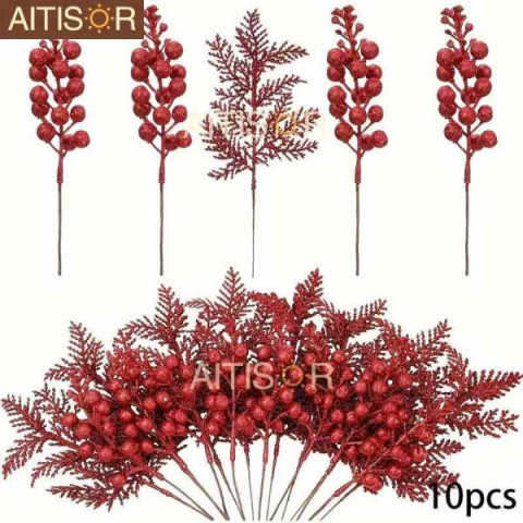 Гілки сосни та гілки з ягодами червоний 30шт, пак. 35*20см арт: TNEW34
