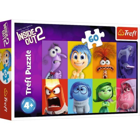 Пазли 60 ел. Inside Out 2 Знай свої емоції, в кор. 21*14*4см, ТМ Trefl, Польща арт: 17397