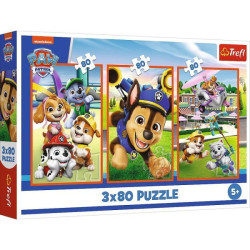 Пазли 3x80 Paw patrol Собача банда, в кор. 28*28*6см, ТМ Trefl, Польща арт: 34886