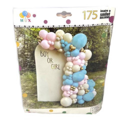 Фотозона из воздушных шаров "Happy Birthday" 175шт/наб,  в пак. 30*22см (120наб)