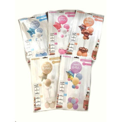 Набор воздушных шариков на подставке-держателе "Happy Birthday" 21шт/наб 120см, в пак. 30*19см (120наб)