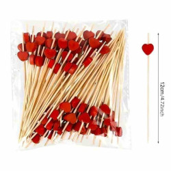 Шпажки 13см для декора красные сердца 100шт, пак. 15*10см