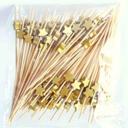 Шпажки для декора золотая звезда 100шт, пак. 15*10см