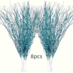 Ветви с ягодами Рождественские светло голубые 8шт., 43см, пак. 44*13см