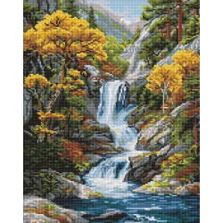 Алмазна мозаїка &quot;Під водоспадом осені&quot; 40х50см, термопакет, ТМ Ідейка, Україна арт: AMO20004