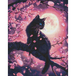 Алмазная мозаика "Волшебный кот среди сакуры" 40х50см, термопакет, ТМ Идейка, Украина