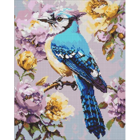 Алмазна мозаїка "Сойка в півоніях" 40х50см, термопакет, ТМ Ідейка, Україна арт: AMO8294