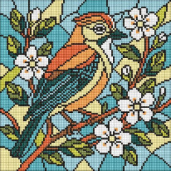 Алмазная мозаика "Витраж. Сойка" 30х30см, термопакет, ТМ Идейка, Украина