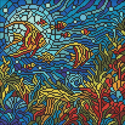 Алмазная мозаика "Витраж. Морской мир" 30х30см, термопакет, ТМ Идейка, Украина