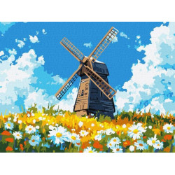 Картина по номерам "Мельница посреди поля" 30x40см, термопакет, ТМ Идейка, Украина