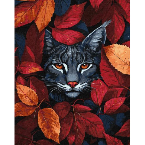 Картина за номерами "Осіння рись" 40x50см, термопакет, ТМ Ідейка, Україна арт: KHO6699