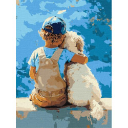 Картина по номерам "Мальчик и пес" 30x40см, термопакет, ТМ Идейка, Украина