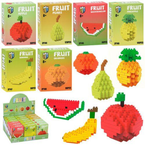 Конструктор фрукт, от 88дет, 6 видов, в дисплее, 27*12*23см 