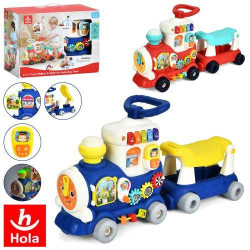 Каталка-ходунки 4в1 (каталка, толокар, ігровий центр), поїзд 38см з причепом, музика, звук, світло, шестерні, годинник*тріскачка, 2 режими гри, 2режими гучності, рухливі деталі, 2 кольори, на бат. в кор. 48*39*23см   арт: HE8990-HE8990B