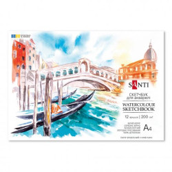 Скетчбук SANTI для акварели, А4, 12 л., склейка, 200г/м2, 30*20см