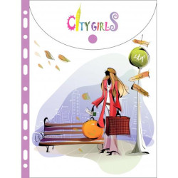 Папка-конверт с вертикальной перфорацией на липучке А4 "City girls" L6003