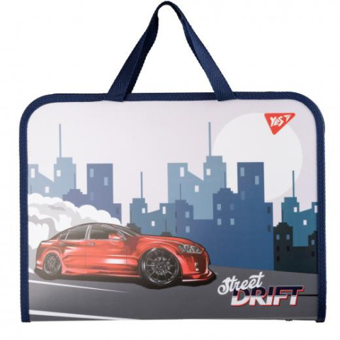 Папка-портфель Yes FC на молнии с тканевыми ручками 