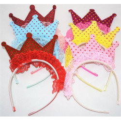 Ободок для волос "корона с рюшами" 6 шт, пак. 26*15см