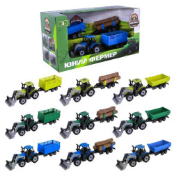 Трактор с прицепом инерция 3 цвета, в кор. 29*11,5*15см 
