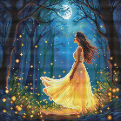 Алмазная мозаика "Девушка среди светлячков" 40х40см, термопакет, ТМ Идейка, Украина