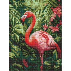 Алмазна мозаїка "Фламінго в тропіках" 30х40см, термопакет, ТМ Ідейка, Україна арт: AMO8331