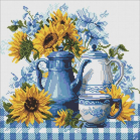 Алмазна мозаїка "Сонячна кава" 40х40см, термопакет, ТМ Ідейка, Україна арт: AMO8342