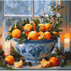 Картина по номерам "Цитрусы в вазе" 40х40см, термопакет, ТМ Идейка, Украина