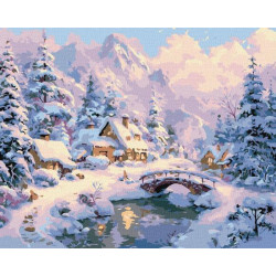 Картина за номерами "Зимовий затишок серед гір" 40х50см, термопакет, ТМ Ідейка, Україна арт: KHO6422