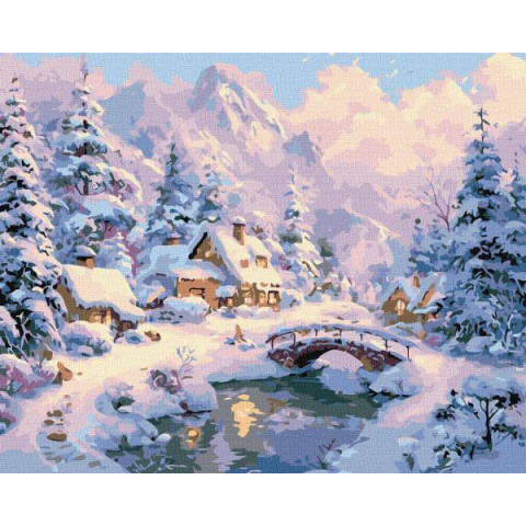 Картина за номерами "Зимовий затишок серед гір" 40х50см, термопакет, ТМ Ідейка, Україна арт: KHO6422