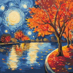 Картина по номерам "Осенняя ночь" 40х40см, термопакет, ТМ Идейка, Украина