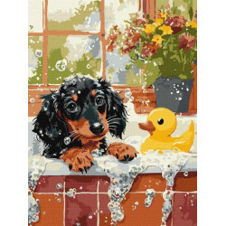 Картина по номерам "Купание с уткой" 30х40см, термопакет, ТМ Идейка, Украина