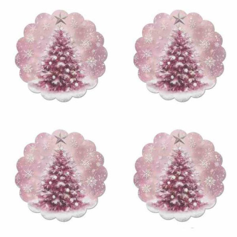 Набор круглых подставок под тарелки Елка 38,1см, пак. 20*20см