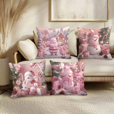 Набор 4шт наволочек на подушки Рождество 45*45см, пак. 20*20см