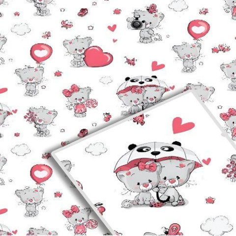 Папір пакувальний крафт "Ведмедик на білому" 70*100см 10л/уп  (50уп) арт: 1037БЛ