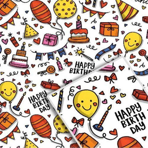 Папір пакувальний крафт "Кульки на білому" 70*100см 10л/уп  (50уп) арт: 1042БЛ