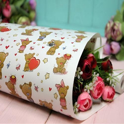 Бумага упаковочная крафт "Мишка на белом" 70*100см 10л/уп (50уп)