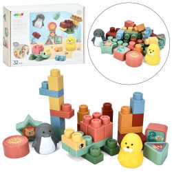 Конструктор м&#039;який, блоки, тварини, 32дет, в кор. 31,5*23,5*7см  арт: 6178