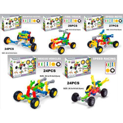 Конструктор шарнирный, транспорт, от 24дет, 5 видов, в кор. 28*19,5*5,5см 